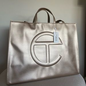 Telfar Large Gold Shopping Bag